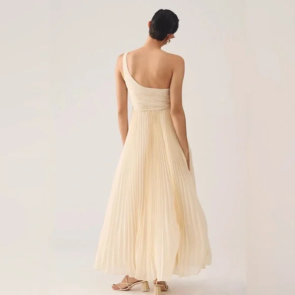 By Anthropologie Forever That Girl One-Shoulder Pleated Dress - Picture 5 of 17